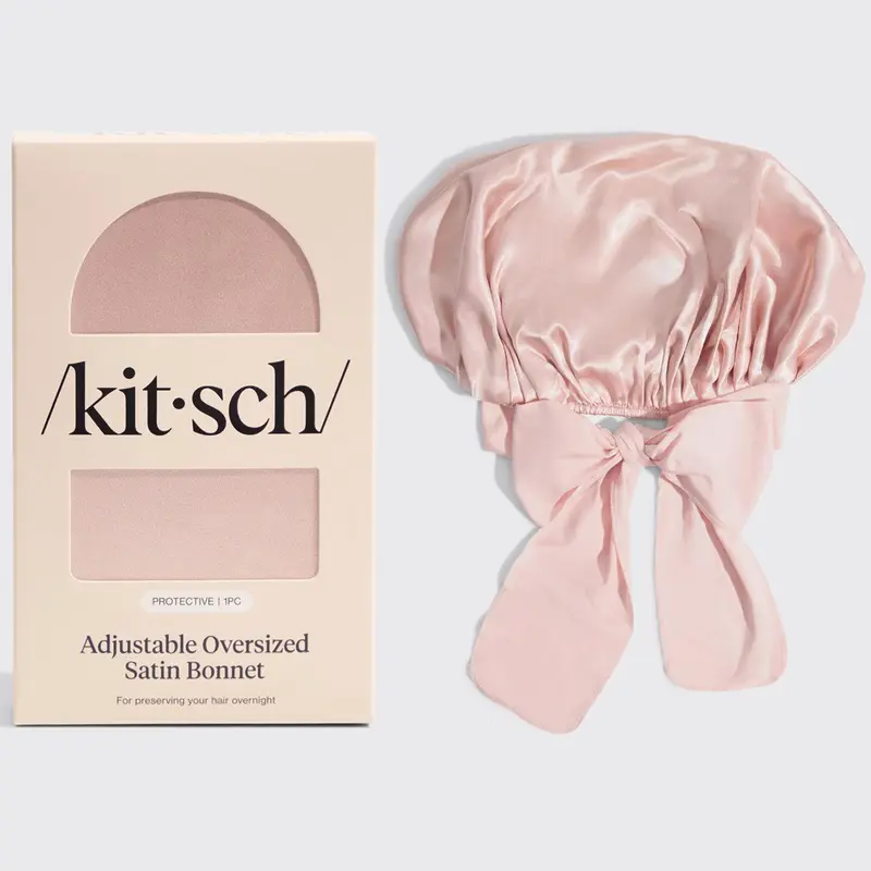 Kitsch Oversize Satin Bonnet for Sleeping - Silk Bonnet for Sleeping Women, Curly & Textured Hair, Large Jumbo Sleep Bonnets for Comfort & Protection, Wake Up with Beautifully Styled Hair - Blush