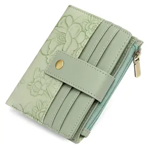 1pc Women's PU Leather Wallet Floral Embossed Design Short Bifold Wallet with Multiple Card Slots Zipper Coin Pocket Snap Closure Portable Card Holder for Students