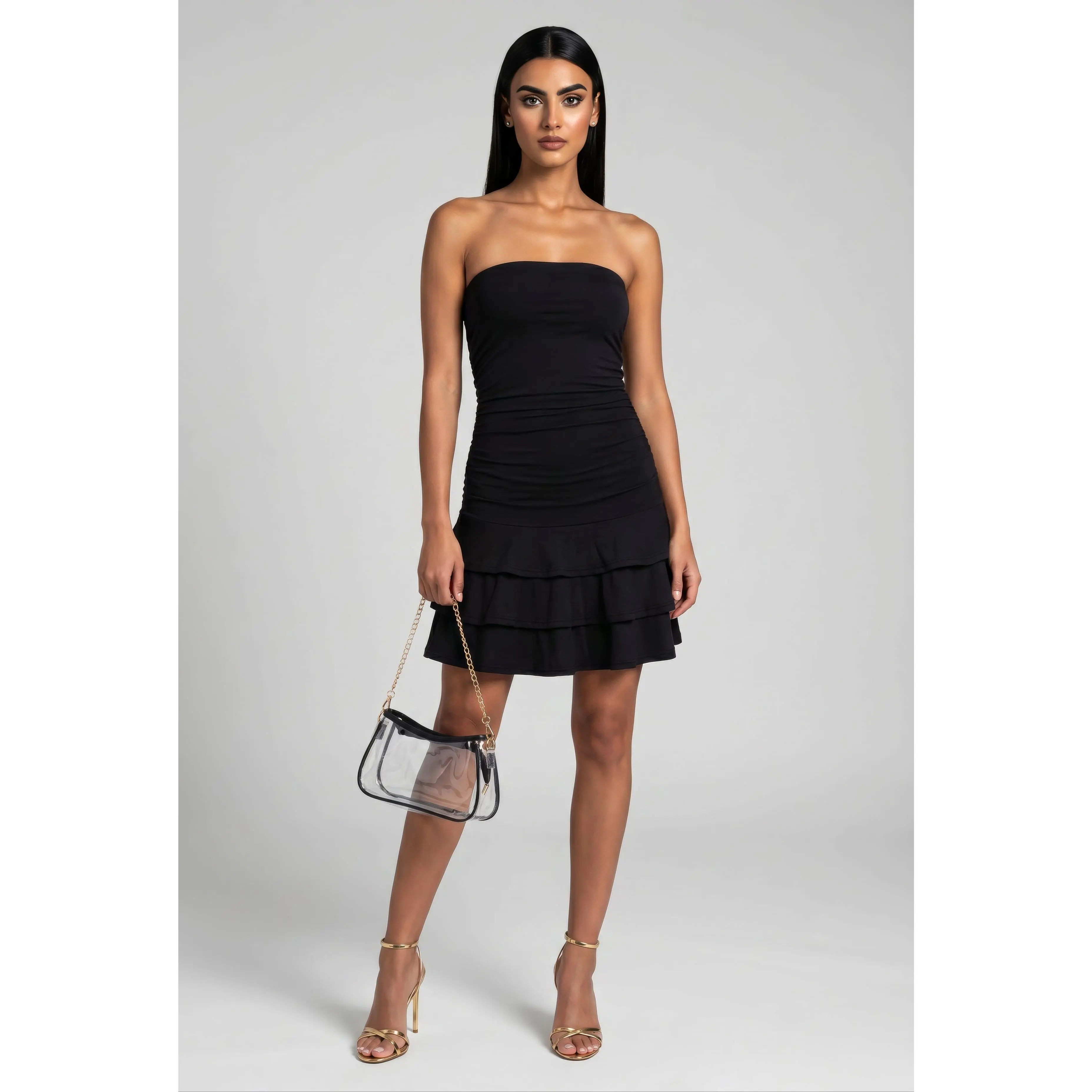 Strapless Ruffle Mini Dress