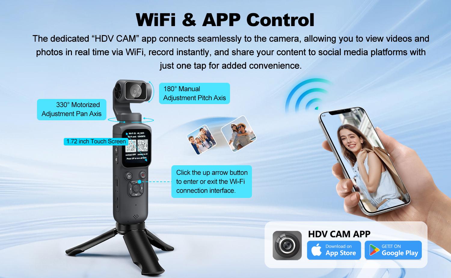 WIKICO Pocket Vlogging Camera with 4K/30fps Videos, Pocket Camera with FaceTracking, 4K Handheld Camera, Video Camcorder, Portable WiFi Vlogging Camera with 16GB Card, Tripod,summerwins,father'sdaygifts WIKICO Pocket Vlogging Camera with 4K/30fps Videos, Pocket Camera with FaceTracking, 4K Handheld Camera, Video Camcorder, Portable WiFi Vlogging Camera with 16GB Card, Tripod,summerwins,father'sdaygifts