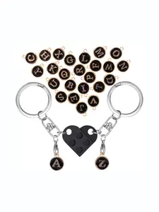 Couple Keychain Set with 26 Alphabet Letter Charms, 1 Set of Matching Heart Keychains for Boyfriend and Girlfriend, Trendy Versatile Exquisite Kawaii Keychain Gift, Keychain for Bags