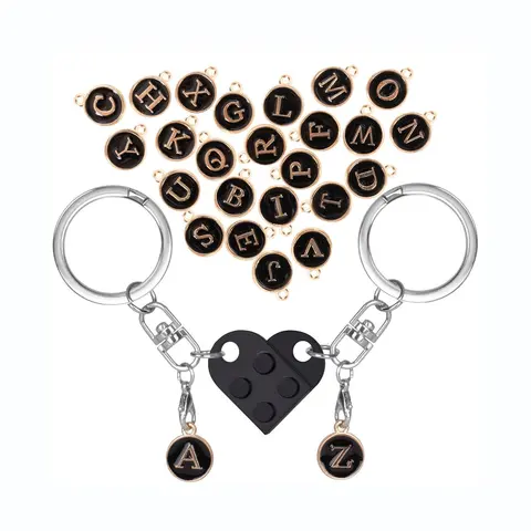 Couple Keychain Set with 26 Alphabet Letter Charms, 1 Set of Matching Heart Keychains for Boyfriend and Girlfriend, Trendy Versatile Exquisite Kawaii Keychain Gift, Keychain for Bags, Trendy Cute Keychain, Stylish Keychain