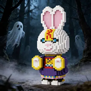Zombie Rabbit 3D Puzzle Building Blocks Decoration, Bookshelf Home Office Cabinet Decor, Party Living Room TV Stand Display Gift, Creative Building Blocks
