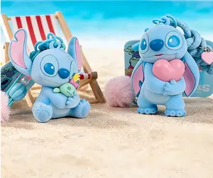 [Limited Edition New Product] MINISO Stitch Flocked Keychain Cute Cartoon Plush Bag Pendant Car Key Ring Creative Gift