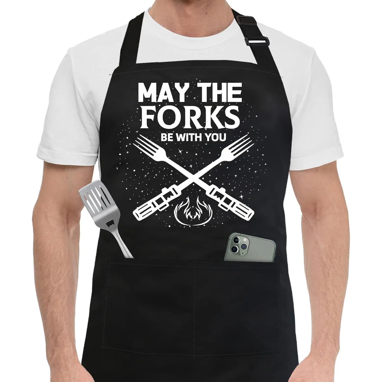 Men's Funny BBQ Chef Apron - Best Dad Ever Gift for Dad, Papa, Husband for Birthday, Christmas