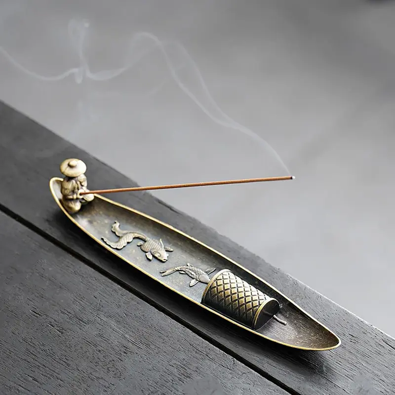 Boat Shaped Incense Burner, 1 Count Vintage Incense Burner Holder, Desktop Incense Burner Aroma for Home Office Decor, Room Fragrance, Home Fragrance Supplies, Home Fragrance Products, Bakhoor Burner