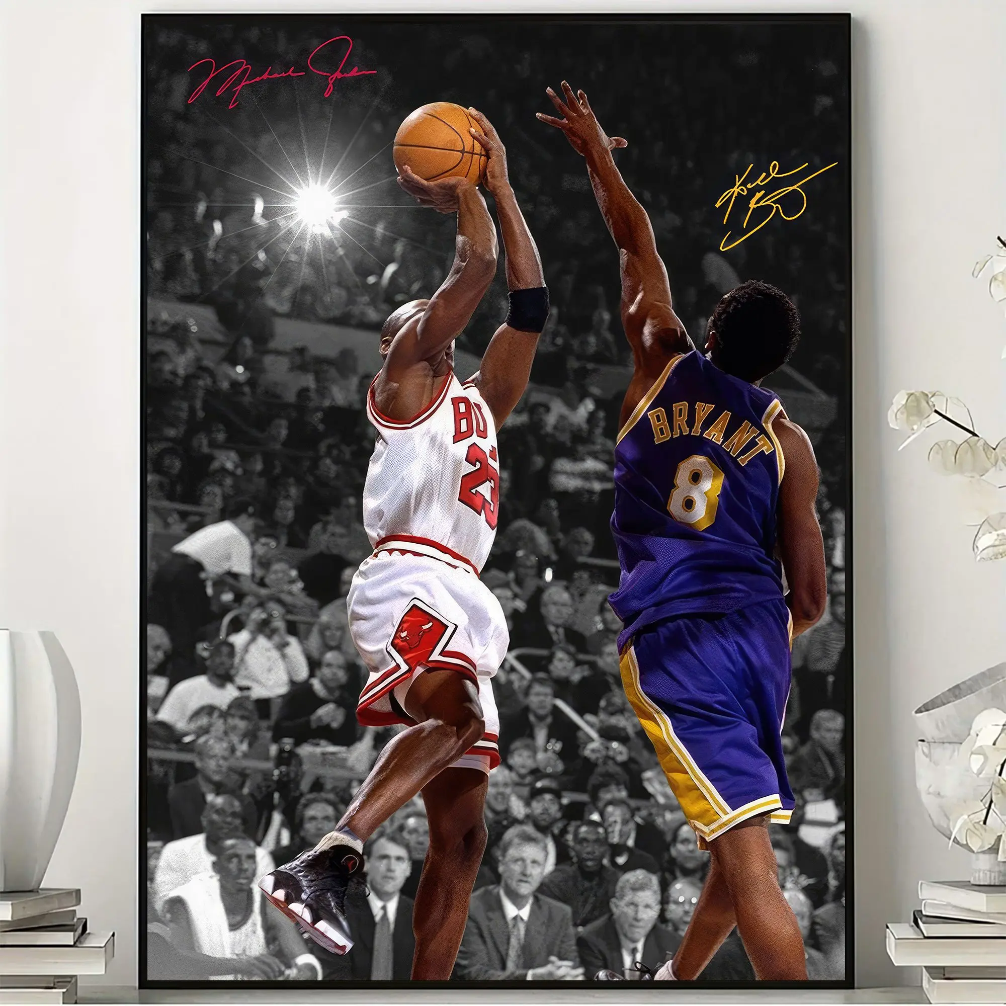 Michael Jordan Kobe Bryant Poster, Basketball Legends Wall Art, Fan Decor