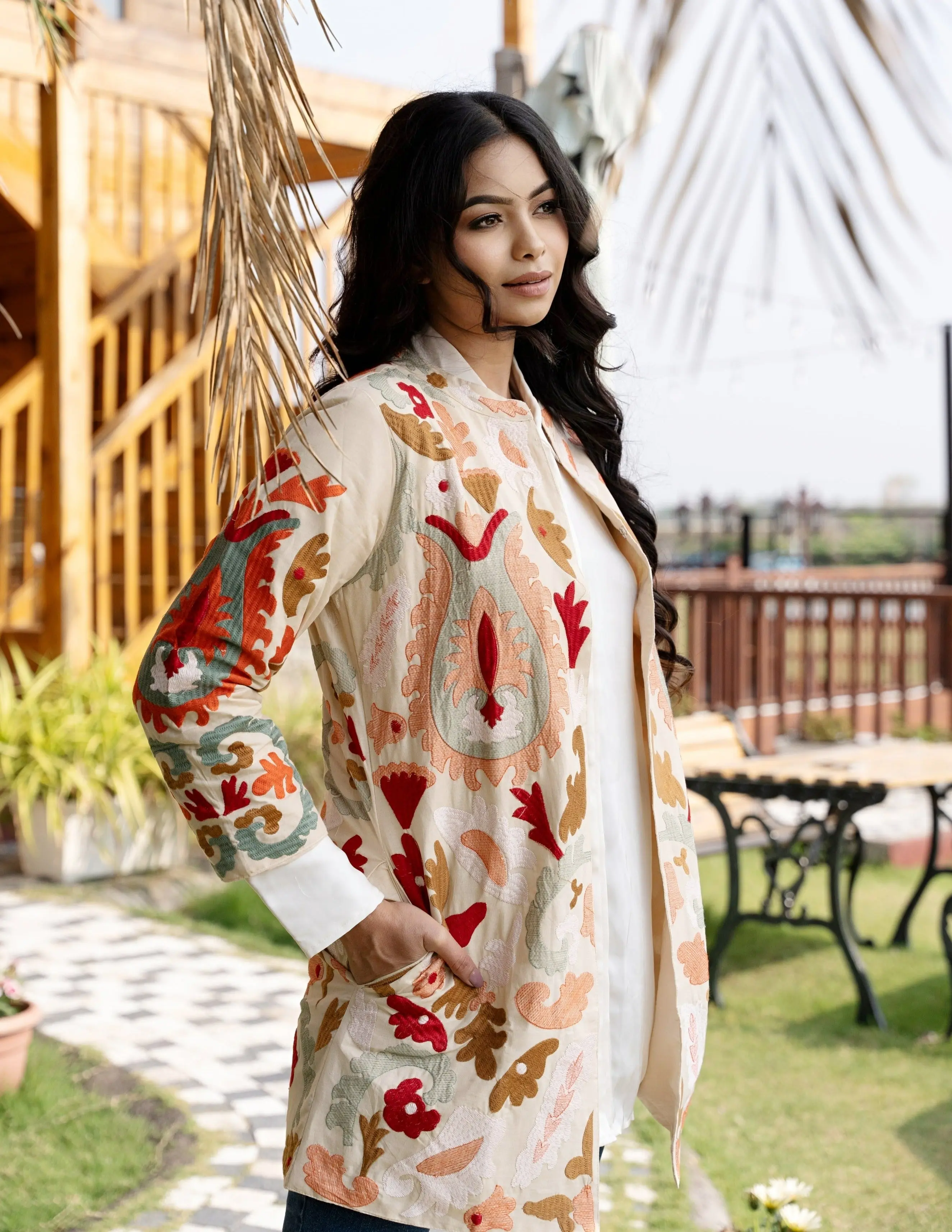 Women's Cotton Long Coat with Full Sleeves - Womenswear