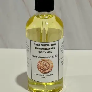 Handcrafted Iced Cinnamon Rolls multi-use Body Oil 4oz brown sugar bodyoil fragrances dry soothing house bodyoils for