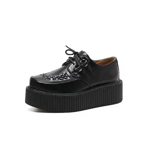 Vintage 90s Y2K Platform Creepers, Goth Chunky Lace-Up Oxford Shoes, Alternative Grunge Punk Platform Loafers for Women