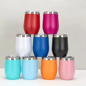 LMMAKE 12oz Insulated Wine Tumbler With Lid Double Wall Vacuum Stainless Steel Stemless Cup For Champaign Beer Coffee Mug Sweat-Free BPA-Free Lid 304 18/8 Food Grade Shatterproof Dishwasher Safe