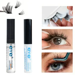 2-pack Clear/White Waterproof quick-drying eyelash glue Tube container Liquid form Strong hold for all lashes DIY Eyelash Extensions Sweat-proof Hypoallergenic Formaldehyde and latex-free Alcohol-free Precision brush applicator, Eyelash Extension Glue