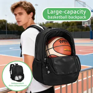 Large Capacity Basketball Backpack with Independent Shoe Compartment, Sports Equipment Bag for Basketball Training, Gym & Team Sports