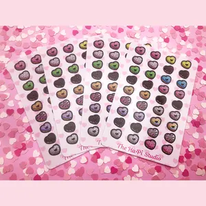 Heart Donuts Glossy Vinyl Sticker Sheet | Heart shaped doughnut stickers | Waterproof and weatherproof stickers