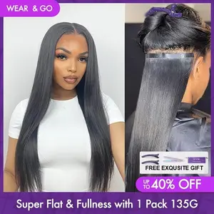 LUVME clip in hair extensions for girls 100% virgin human hair Fullness with 1 Pack 135g and super flat for straight/body wave/yaki/yaki straight
