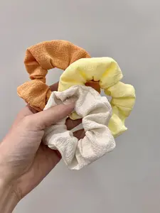 8-Pack Korean Bubble Pleated Hair Ties, New Fresh Color Fabric Fat Bow Headbands, Casual All-Season Hair Accessories