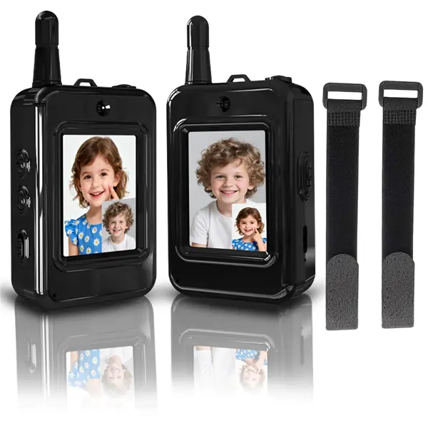 Video Walkie Talkies for Kids, Birthday Gift Handheld Rechargeable Video Intercom Kids Walkie Talkies, Indoor Outdoor Toys for Family Games, Outside, Camping, Hiking for Boys Girls Ages 3-12 (Black）