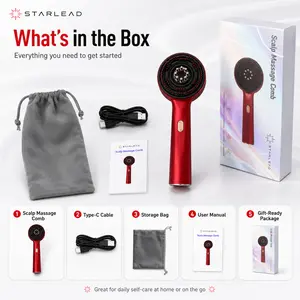 STARLEAD Infrared Scalp Massage Comb, 630nm Red Light Scalp Massager with Essential Oil Applicator, 72 Massage Teeth, 8 Liquid Guide Balls, IPX7 Waterproof Rechargeable Hair Scalp Care Brush for Relaxing Daily Use