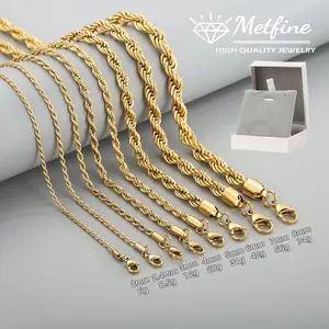 Rope Chain 3mm 4mm 5mm 7mm 8mm Stainless Steel Twist Chain Necklace for Men Women 16 Inches 30 Inches