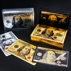 Dazzling Gold Foil Playing Cards - 10 Colorful Dollar Design, Waterproof Plastic, Perfect for Exciting Poker Games, Lively Pranks & Holiday Gifts metal playing cards Gaming Decks Durable