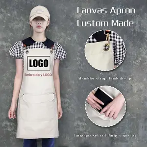 Custom Embroidery Printing Logo Waterproof Kitchen Chef Baking Pockets Adult Restaurant Manicurist Nails Waiter Big Pocket Apron
