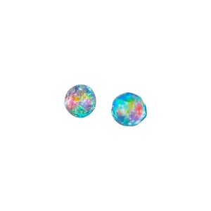 Mystic Iridescent Holographic  Faerie Fire Opal Stud Earrings Daily Wear – Witchy Rainbow Glitter Earrings, Ethereal Fairycore Jewelry