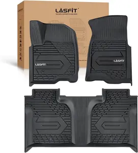 LASFIT Floor Mats Fit for 2019-2023 Chevy Silverado/GMC Sierra 1500&2020-2024 Chevrolet Silverado/GMC Sierra 2500 HD/3500HD Crew Cab, Front Bucket Seat and Rear Row with Factory Carpeted Storage