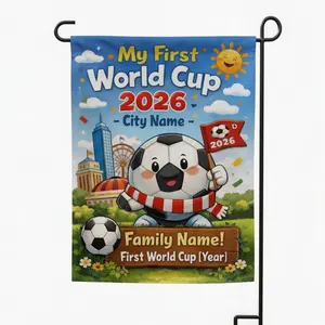 FLAGMEUP8386 Personalized Name Family My First Soccer Championship Garden Flag, Soccer Garden Flag