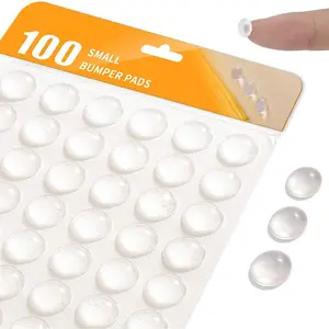 Clear Cabinet Door Drawer Bumpers Pads 100 count 8.5 x 2.5mm Small Rubber Bumper Pads Sound Dampening for Cabinet Doors Drawers Picture Frames Laptop