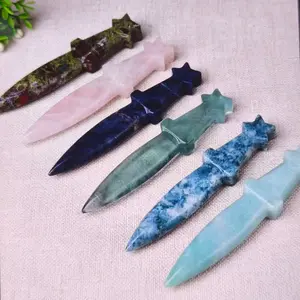 Natural Crystal Star Dagger Carving - Healing Ritual Stone, Altar Decor for Spiritual Witches, Witchcraft Gift Accessory