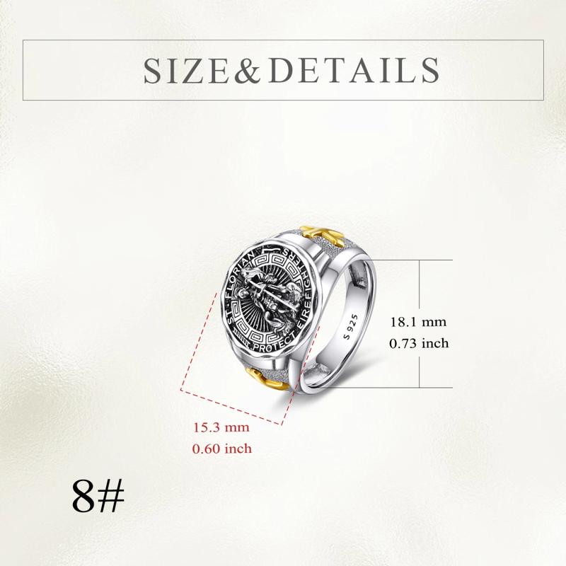 S925 sterling silver firefighter ring full size can be given as a gift or worn by yourself