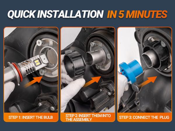 1989 Saab 9000 9004/HB1 80W 6500K White IP68 LED Headlight Bulbs 2PCS SEALIGHT X1S