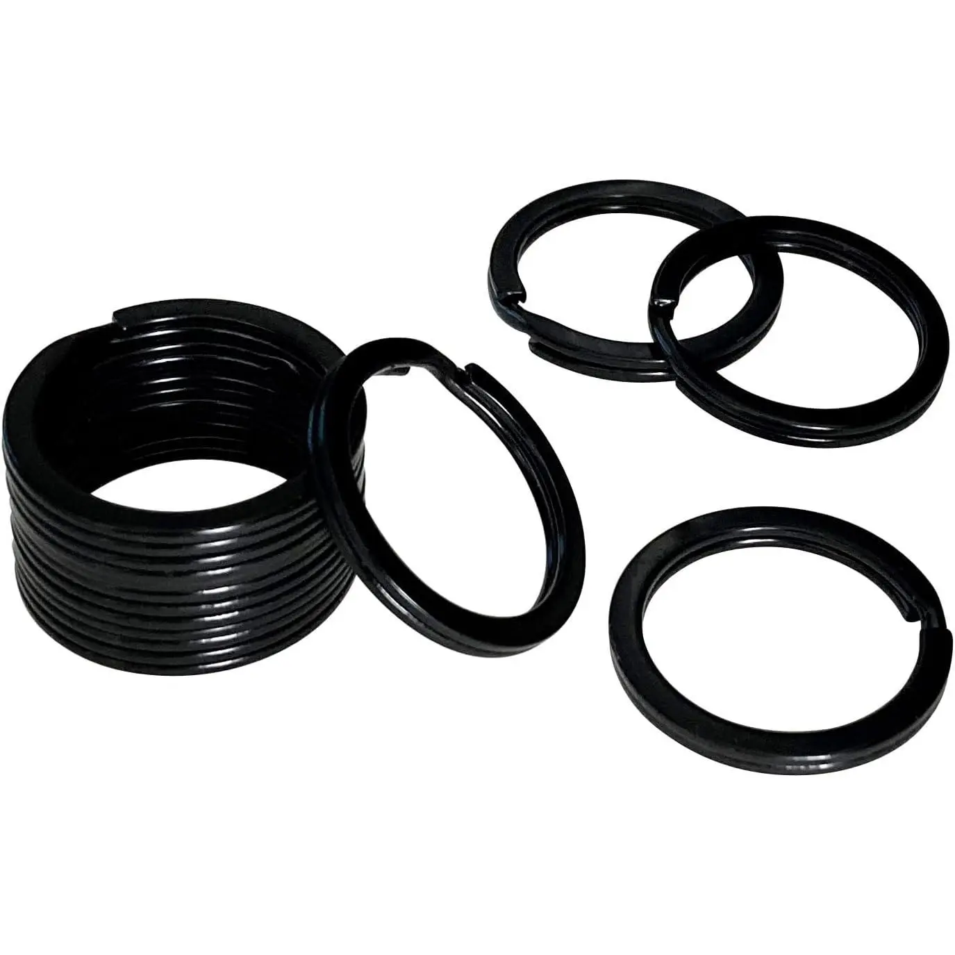 10 Pieces of 1-inch Flat Key Rings - Metal Keychain Rings, Split Keyrings, Flat O-Ring for Home, Car, Office Keys Attachment (Black)
