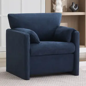 Oversized Accent Chair, 32.68" Wide Reading Chair for Living Room, Large Armchair with Upholstered, Mid-Century Comfy Chair with Padded Arms for Bedroom, Chenille Fabric Single Sofa Chair