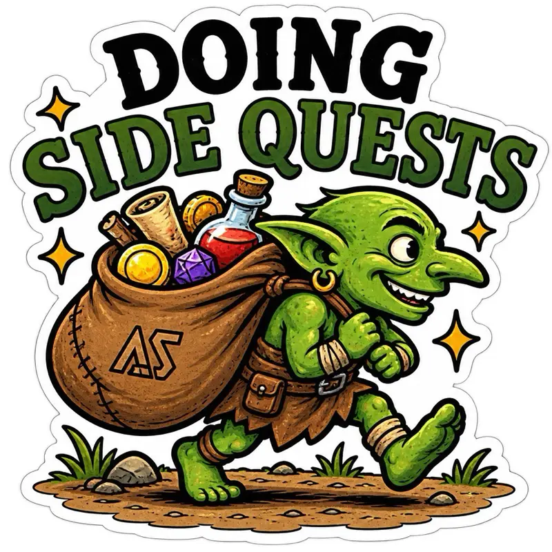 Doing Side Quests Goblin Sticker