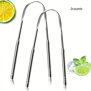 Stainless Steel Tongue Scraper, 2 Counts U Shaped Tongue Cleaner, Oral Hygiene Care Tool, Breath Freshener, Oral Daily Care Product