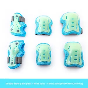 Luminous Kids Skating Protective Pads | 6-Piece Thickened Elbow Knee Wrist Guards for Scooter/Skateboarding