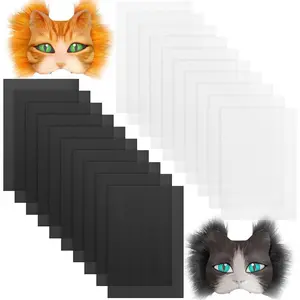 20 Pcs 11.81 x 7.87 Inch Eye Mesh for Therian Cosplay Mask PVC Plastic Mesh for Fursuit Waterproof Printable Canvas Sheets for DIY Fursuits Furry Suit No Eyes White Black