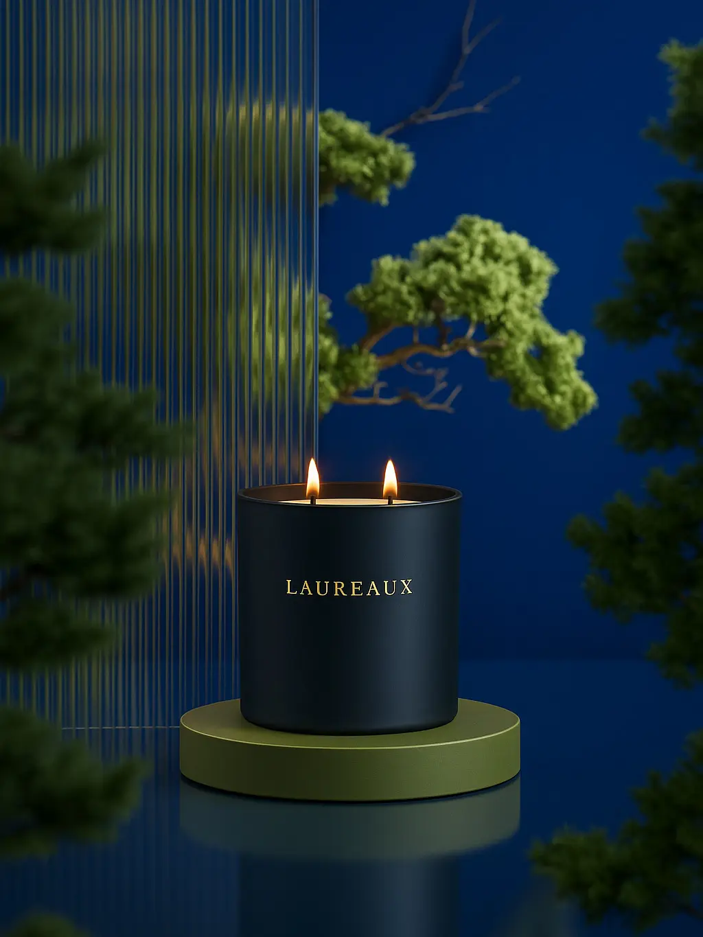 Laureaux Azure Woods Double Wick Shimmer Candle - Luxurious Aromatic Scent for Home Decor