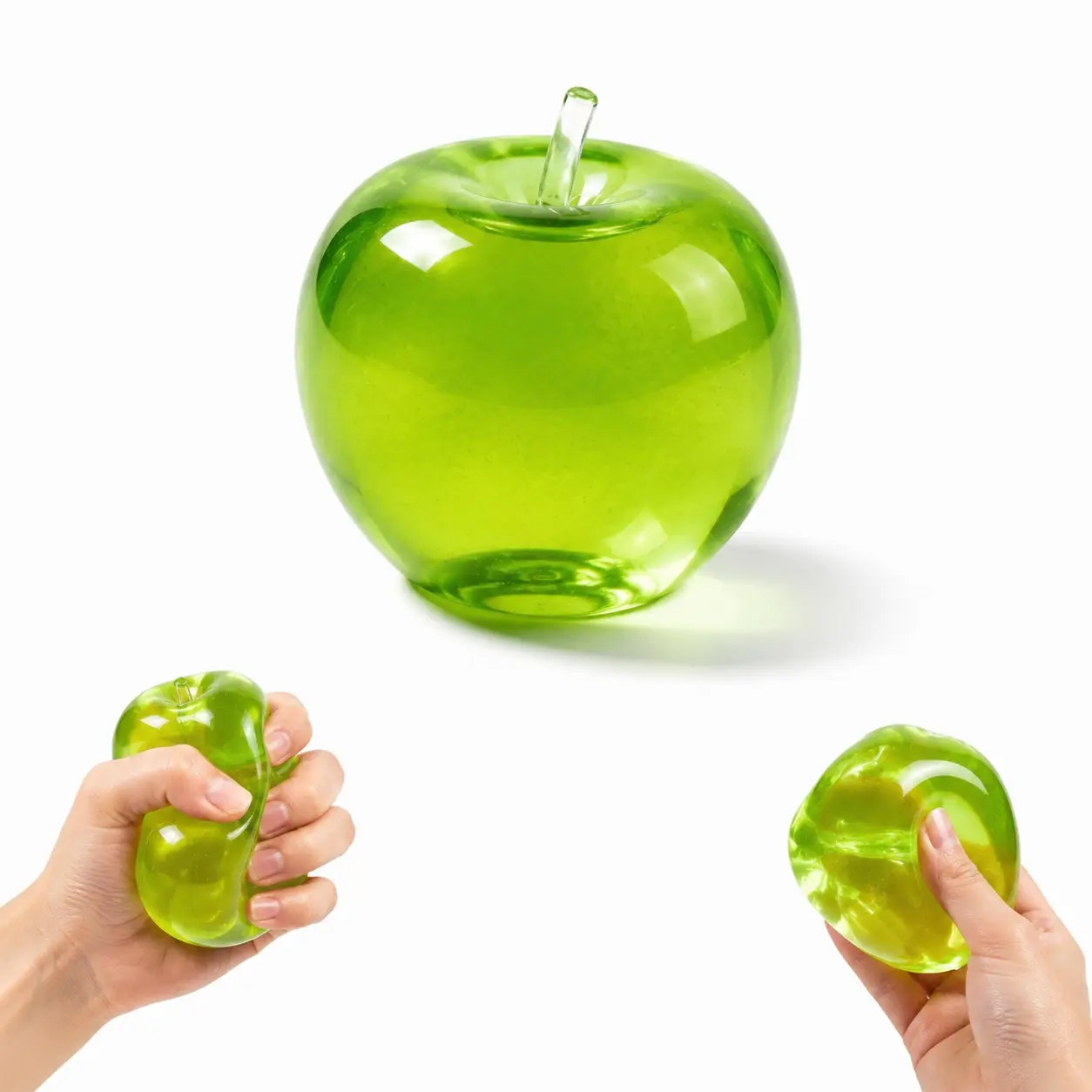 Crystal Apple-Shaped Squeeze Toy Set, Slow-Rebound Stress Relief Squishies, Ultra-Thin Malleable Cream-Textured Handmade Squishy Ball, Soft and Cute, Fruit Squishies