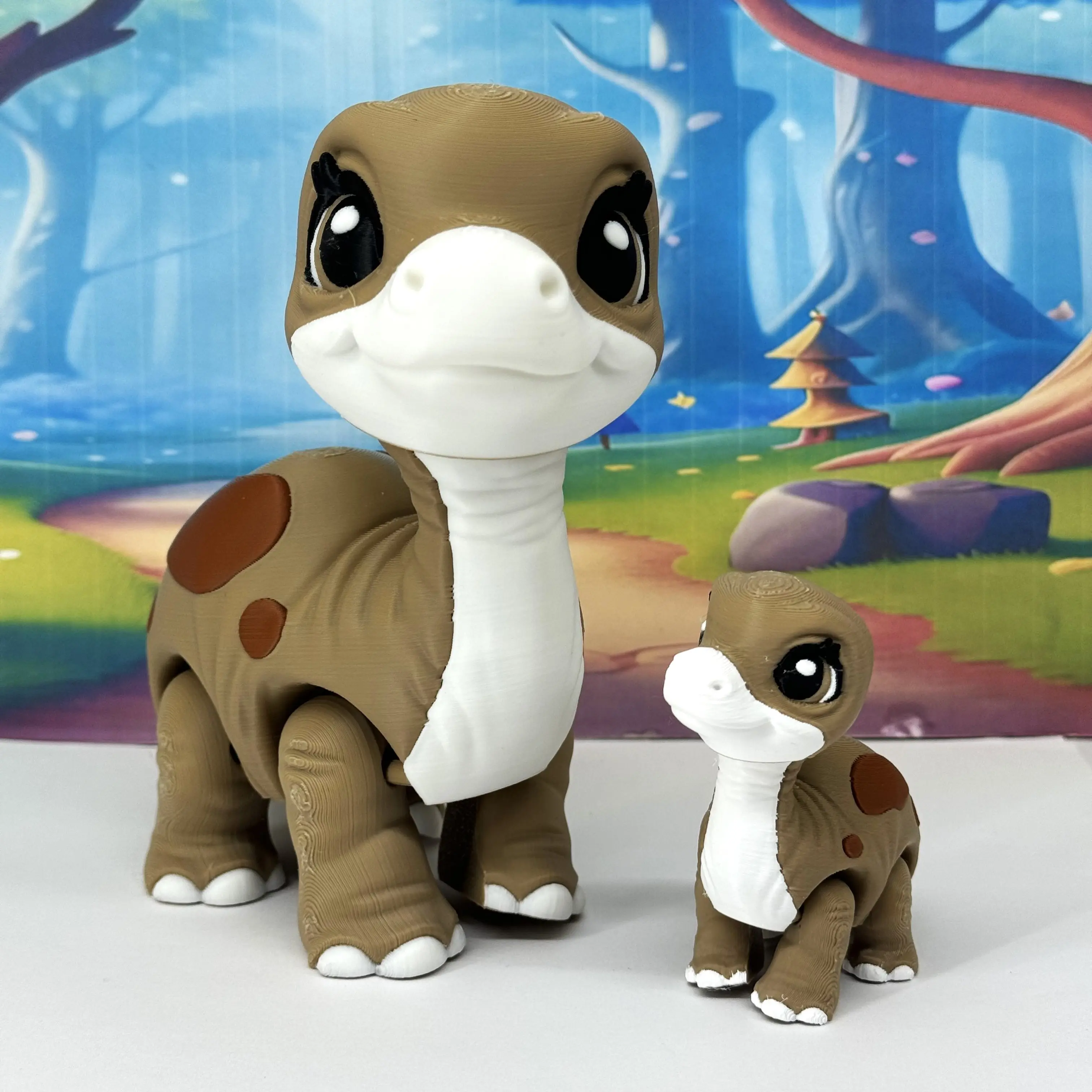 2pcs 3D Printed Dinosaur Animals Baby Brachiosaurus Fidget Toys, Poseable with Articulated Joints, Home Decor, Stress Relief Toy