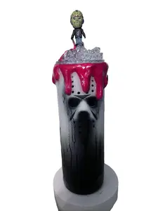 Jason-FRIDAY THE 13TH Glow in the Dark Halloween Tumbler with Lid Topper Stainless Steel Drinkware for Beverages & Portable Use