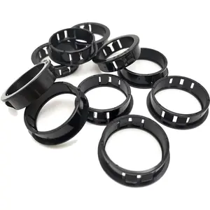 1-1/2"(38mm) Black Snap-in Knockout Insulating Bushing Grommets, Round Nylon Snap in Locking Plastic Cable Hole Grommets for Wiring Electrical Wire Cord Hose Tubing, 10pcs