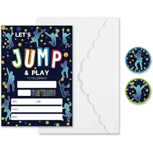 Trampoline Jump Birthday Party Invitations, Bounce House Birthday Invitations For Boys Girls Birthday Invites, Theme Birthday Party Decorations, 20 Invitations with 20 Envelopes
