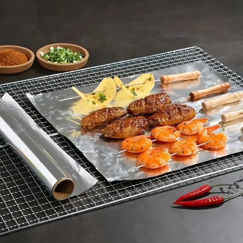 Heavy-Duty Aluminum Foil Roll 10m, Disposable & Portable Food Wrap Paper, High-Temperature Resistant for BBQ Baking Picnic Kitchen Use