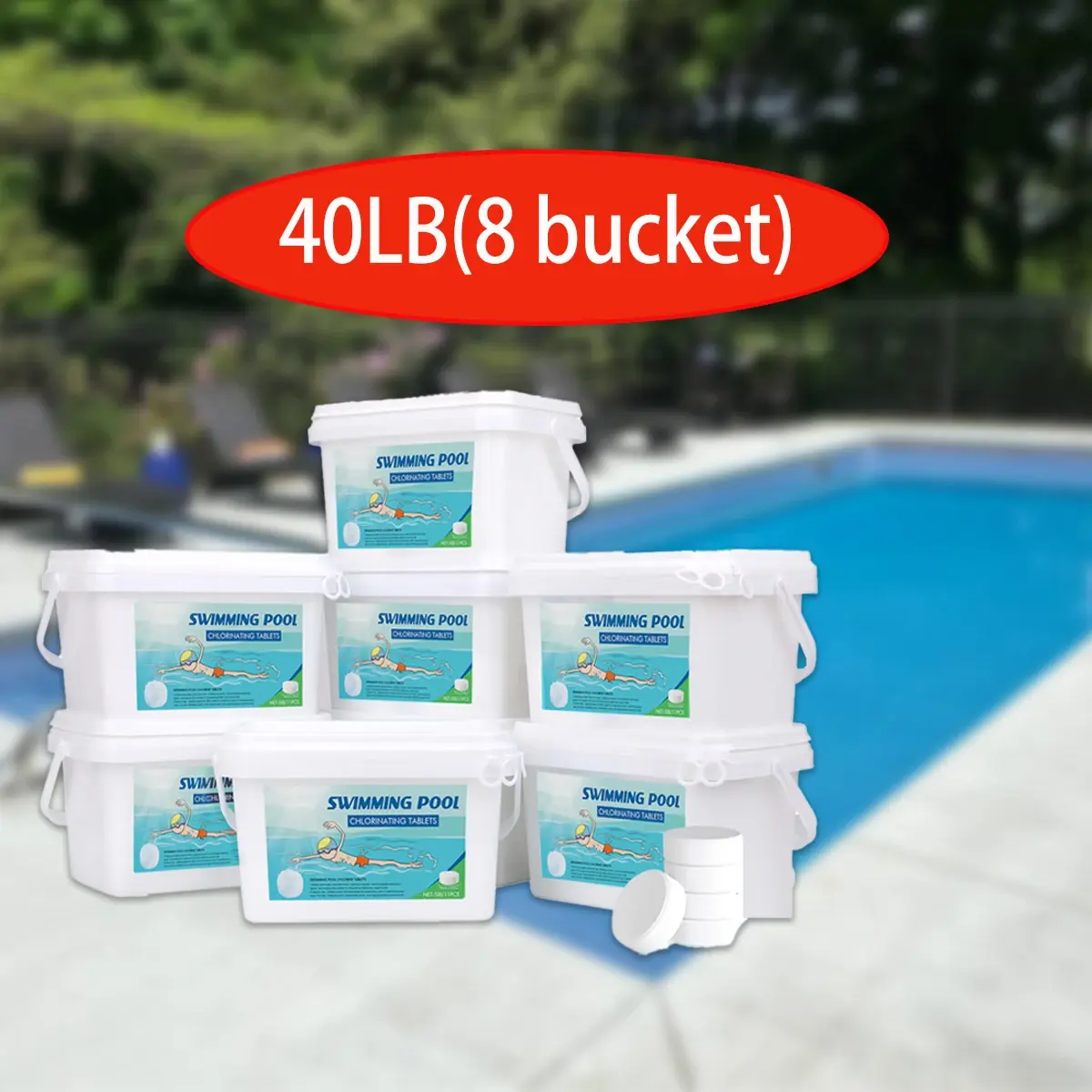 Chlorine Tablets 3" 40LB, Stabilized Chlorinating Tabs for Swimming Pool, Spa & Hot Tub Chlorine Tablets 3" 40LB, Stabilized Chlorinating Tabs for Swimming Pool, Spa & Hot Tub