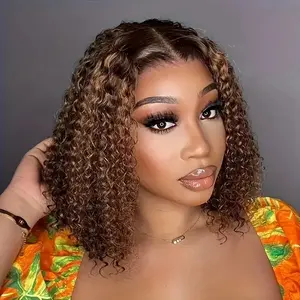 [African Curly Hair] Women's Natural Curly Wig Front Lace Piano Color Wig