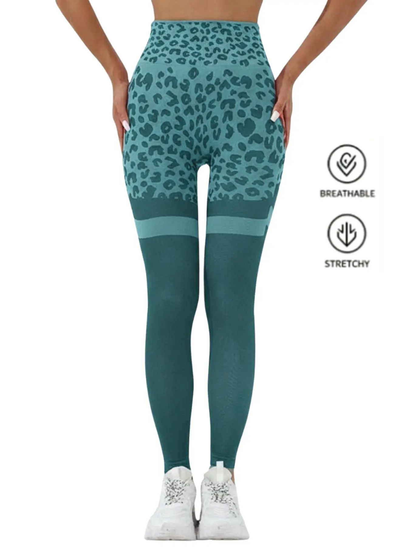 2026 New High Waist Yoga Leggings, Body Sculpt Leggings, Leopard Print Contrast Band, Butt Lift Tummy Control Pants, Comfortable & Stylish Activewear for Fitness