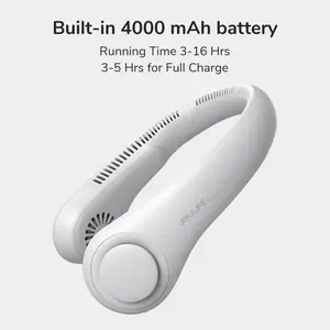 Jisulife Portable Neckfan Hands Free Bladeless Fan 4000mAh Battery Operated Wearable Personal Wireless Fan Rechargeable 3 Speeds Gifts for Women Men Wireless