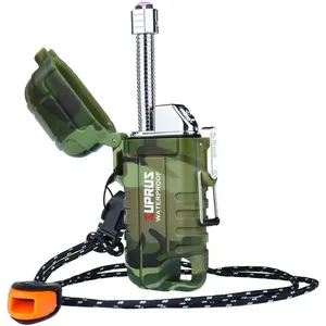 Waterproof Lighter Windproof Lighter Arc Plasma Lighters USB-C with Expandable and Neck for, Camping & (Camouflage)